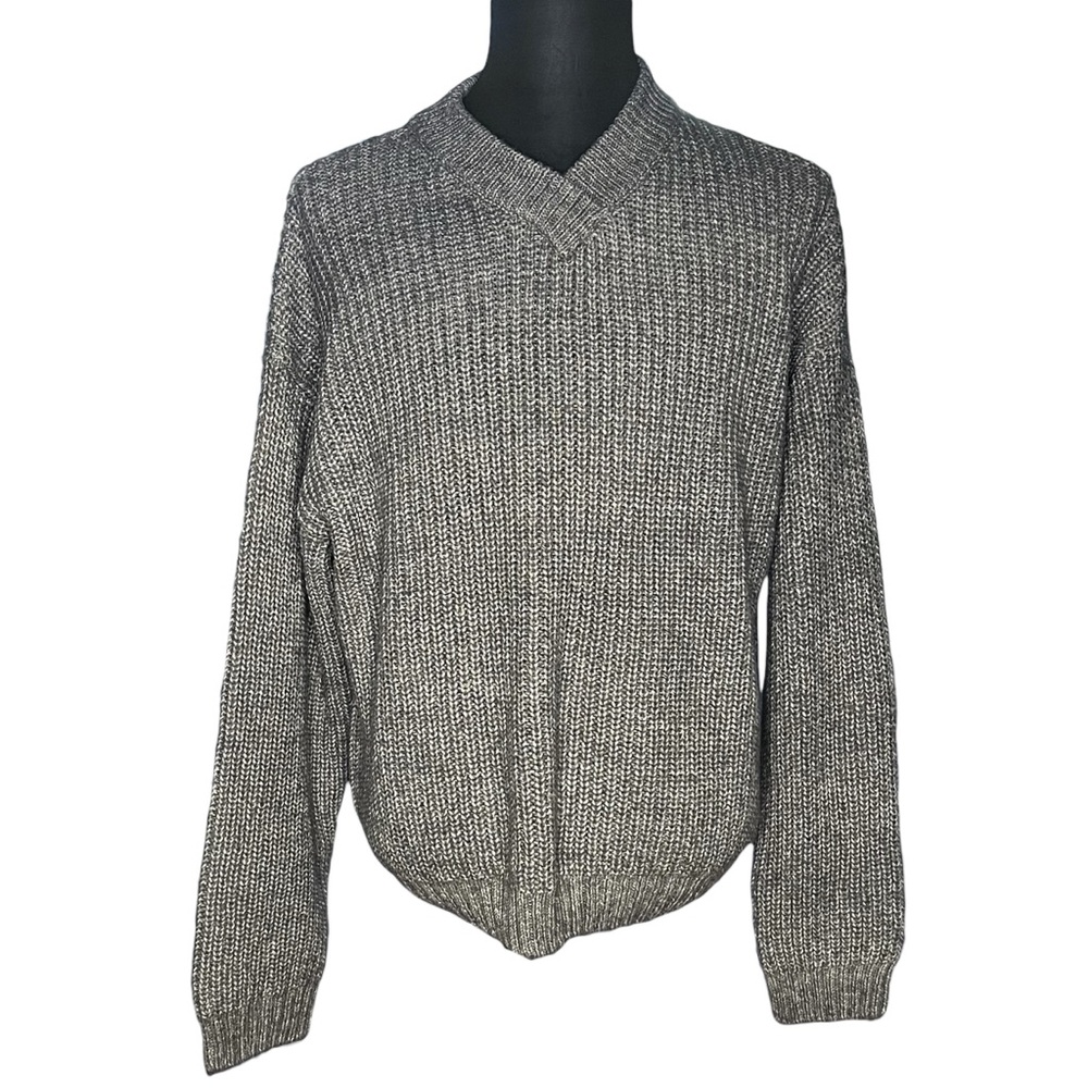 ASOS COLLUSION Men’s V-neck Heather Gray Longsleeve Chunky Knit Sweater XXL